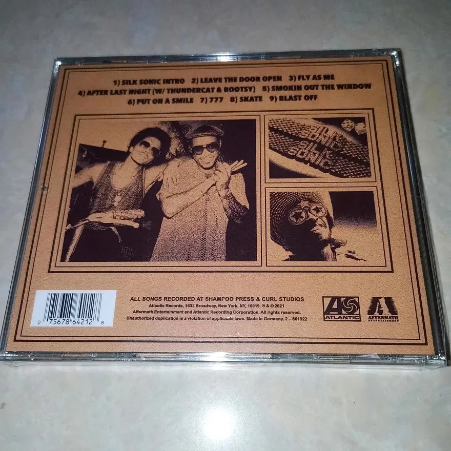 Bruno Mars + Anderson Paak Music CD An Evening with Silk Sonic Album Cosplay Walkman Car Compact Disc Soundtracks Box Gift