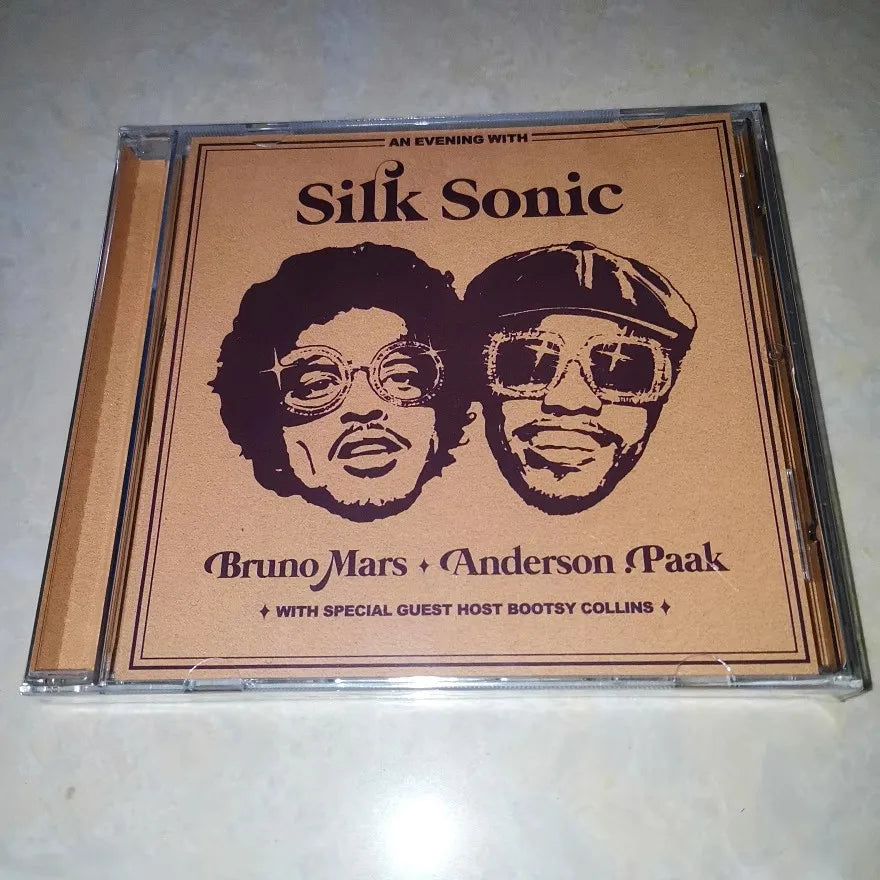 Bruno Mars + Anderson Paak Music CD An Evening with Silk Sonic Album Cosplay Walkman Car Compact Disc Soundtracks Box Gift
