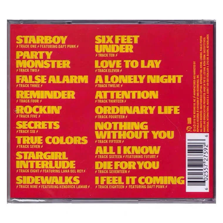 The Weeknd Music CD Starboy Album CD Cosplay Compact Disc Walkman Car Play Songs Soundtracks Box Collection Prop Gifts