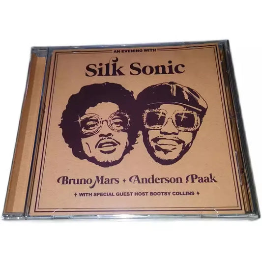 Bruno Mars + Anderson Paak Music CD An Evening with Silk Sonic Album Cosplay Walkman Car Compact Disc Soundtracks Box Gift